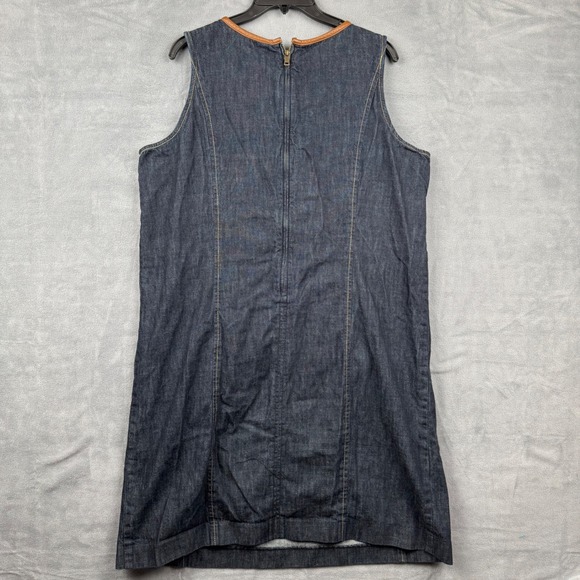 Lauren Ralph Lauren Denim Dress with Leather‎ Trim Size 16W Sleeveless Sheath - Picture 7 of 7